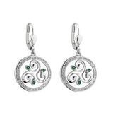 spiral triskele drop earrings with cz and green stones