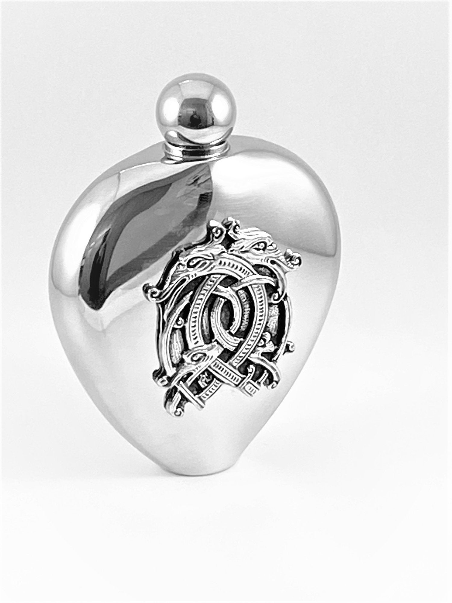 Stainless Steel and Pewter 6 oz Whisky Serpent Flask